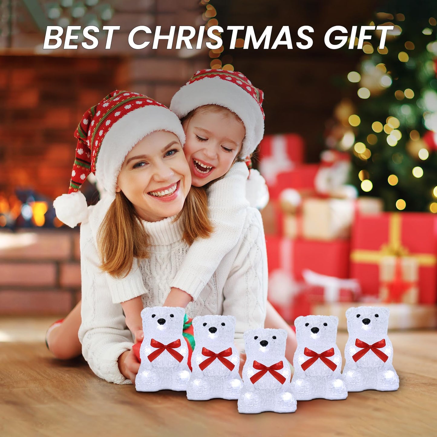 LOFTEK Set of 5 Christmas Led Light String Bear