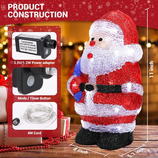 LOFTEK Acrylic Lighted Santa Claus Christmas Decorations